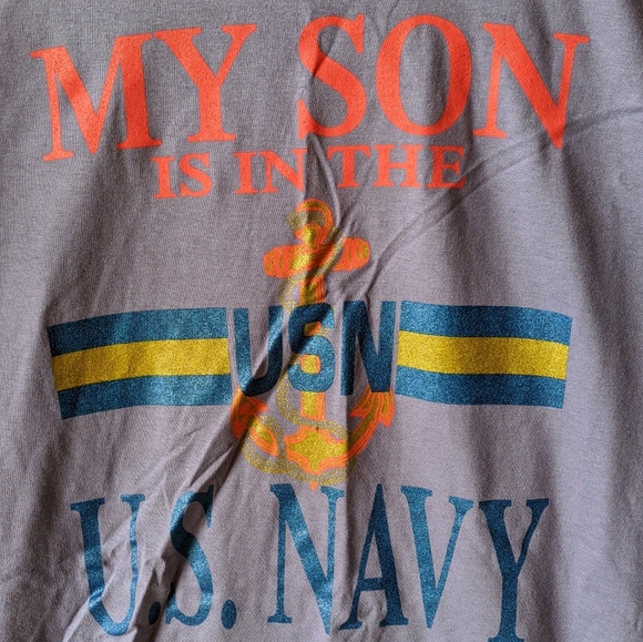 VTG 90's t-shirt Navy Single Stitch NWT - Picture 3 of 5